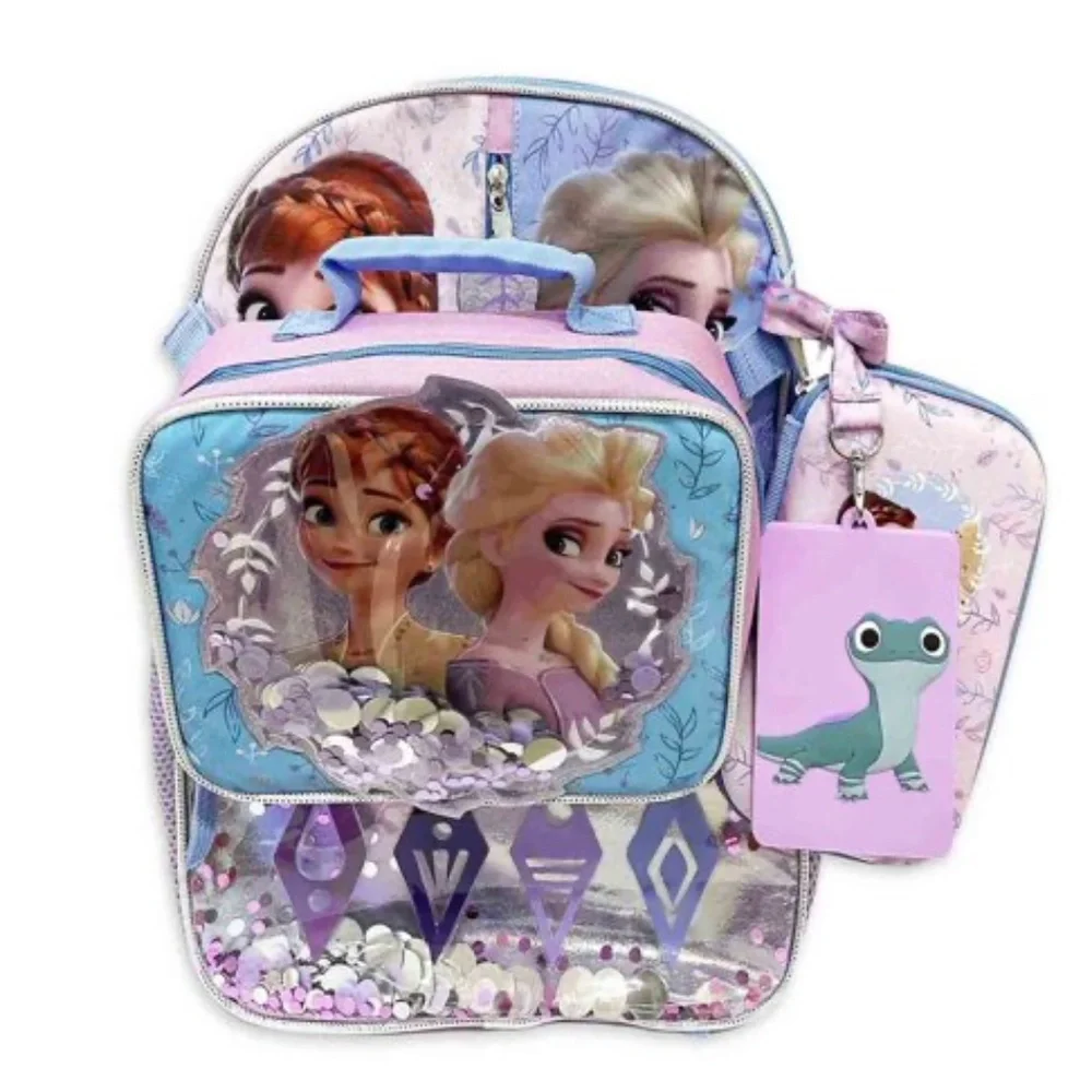 Backpack Disney Frozen 4 pc Set Lunchbox Pencil Case Lanyard School Travel Bag